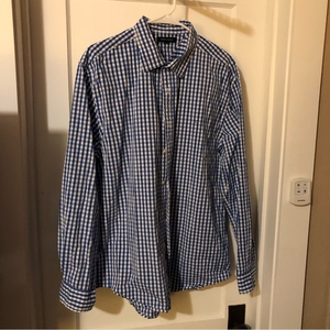 Tommy Hilfiger button up. Blue‎ and white checker print.